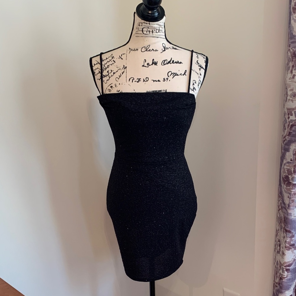 Windsor Glittering Black Spaghetti Strap Dress